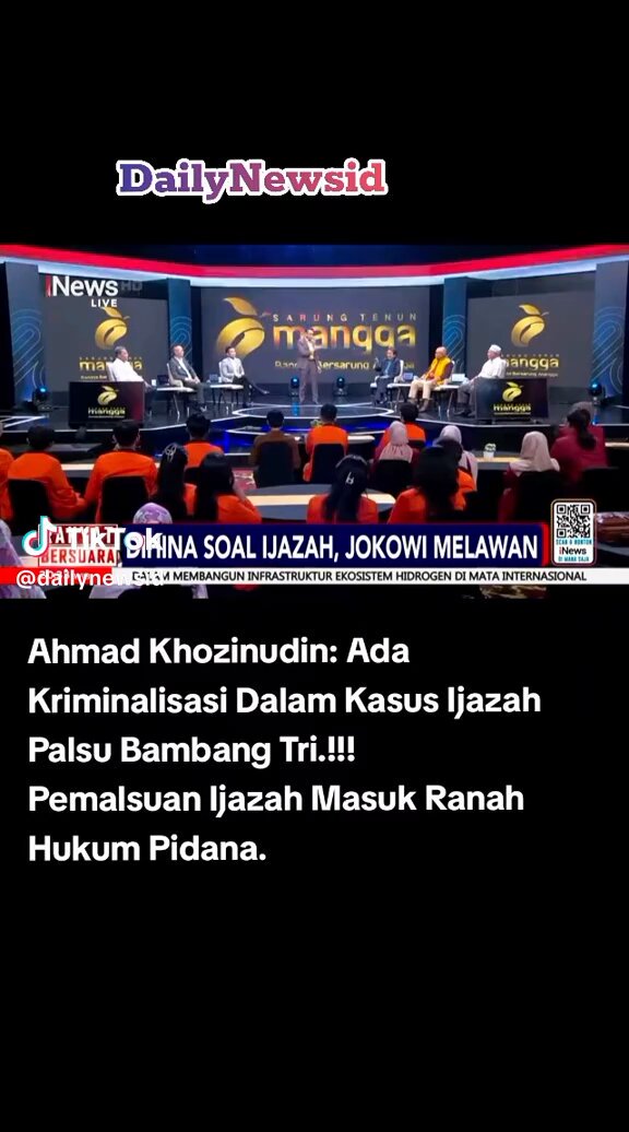 AHMAD KHOZINUDIN:Narasi yg di up adlh: klo ga asli ga mungkin dong ijazah itu brani dibawa k kepolisian Bener,itu utk kita rakyat kecil. Tapi beda dg Jokowi,polisi aja takut Waahh...brani bgt si Abang satu ini Ga selamanya kebohongan akan menang dn ga ada kejahatan yg sempurna Semangat bwang....utk Indonesia Lebih Baik #IjazahJokowi