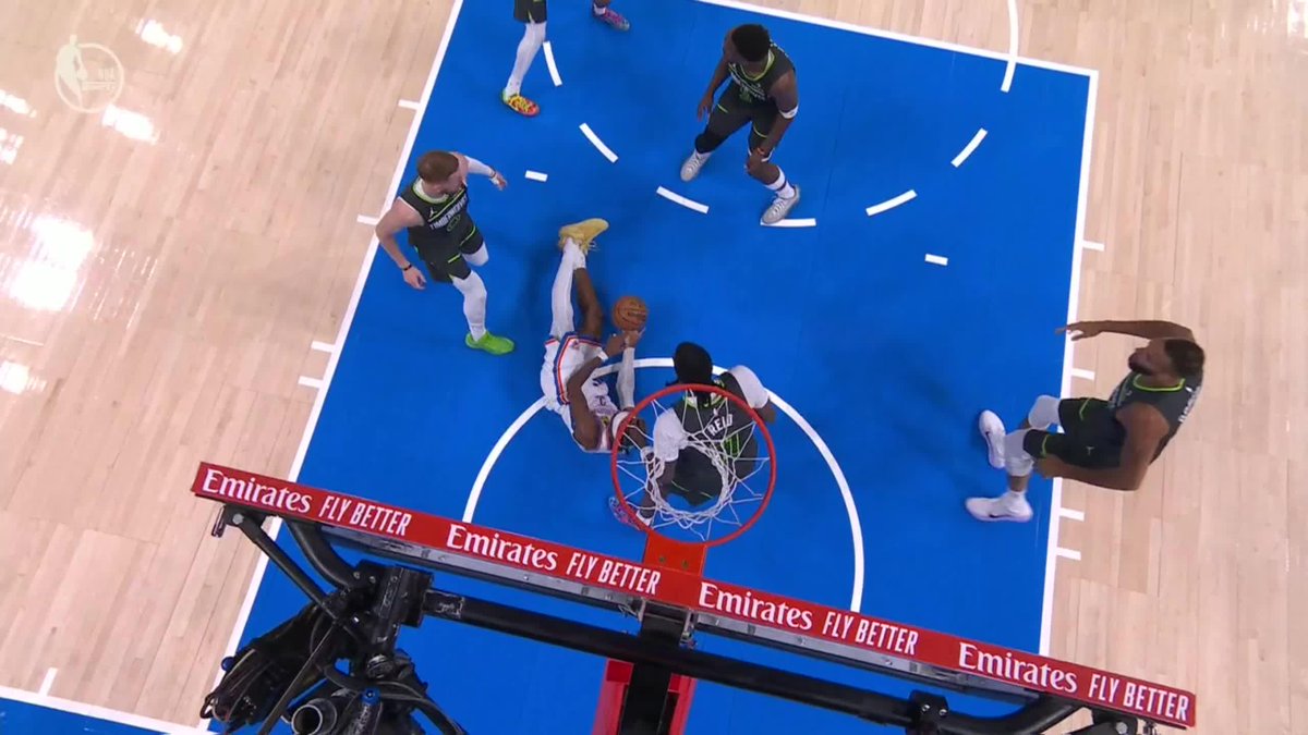 This foul called on Nickeil Alexander-Walker while guarding his cousin SGA was overturned after the Wolves challenged.