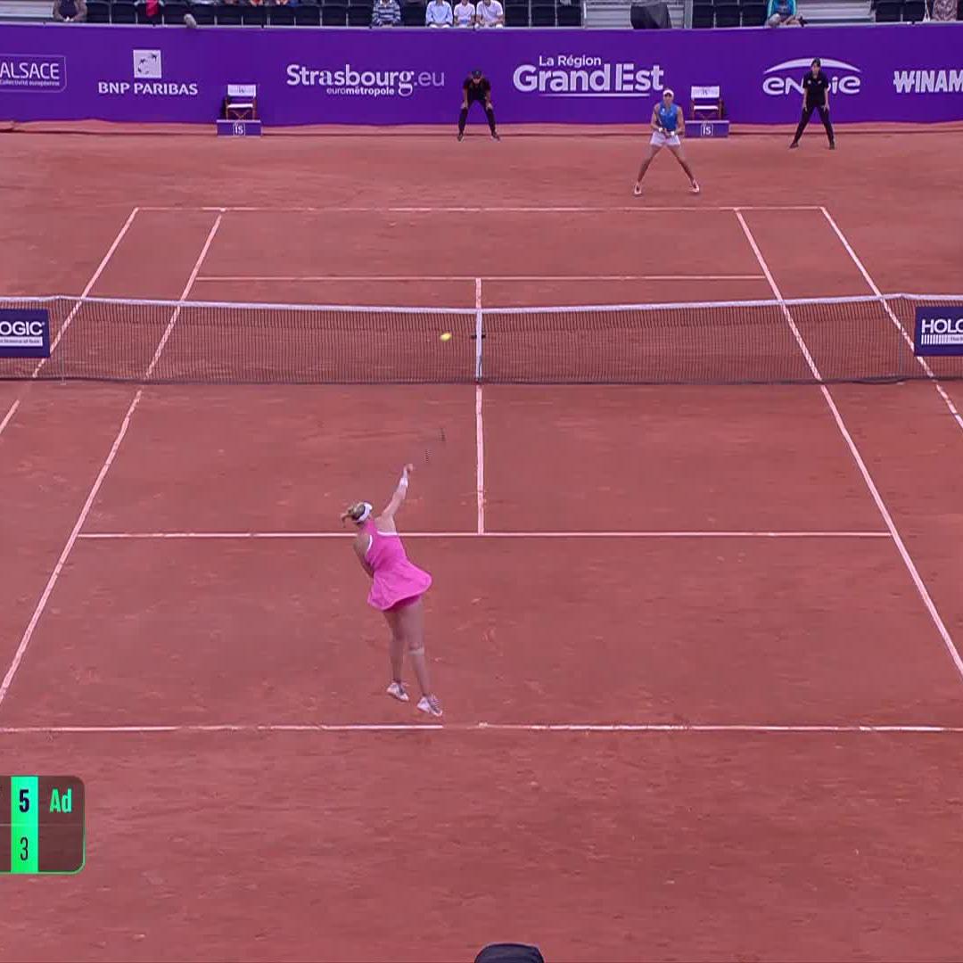 brilliant from Bia 💚 She takes down Krueger 7-6(3), 6-3 to reach the quarters in Strasbourg! #IS25