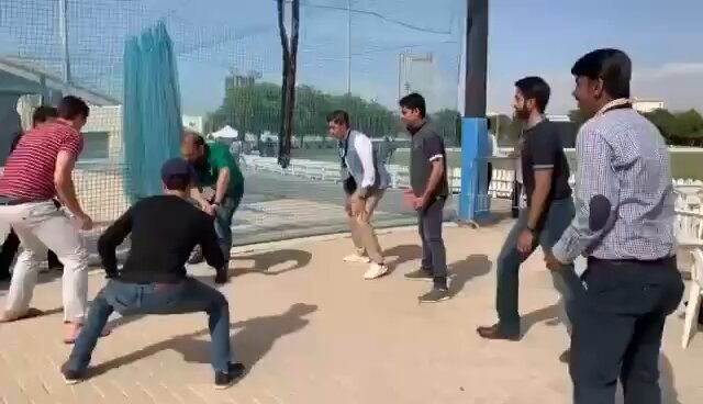 What great memories ! Ali Khan Tareen Asser Malik and Farhan Nisar field up close, Ali Saeen with the non stop mental disintegration, while Faizan Lakhani bowls his mystery spinners as I channel my inner tuk tuk! Kalim Khan in crouched MYK pose too! #PSL5