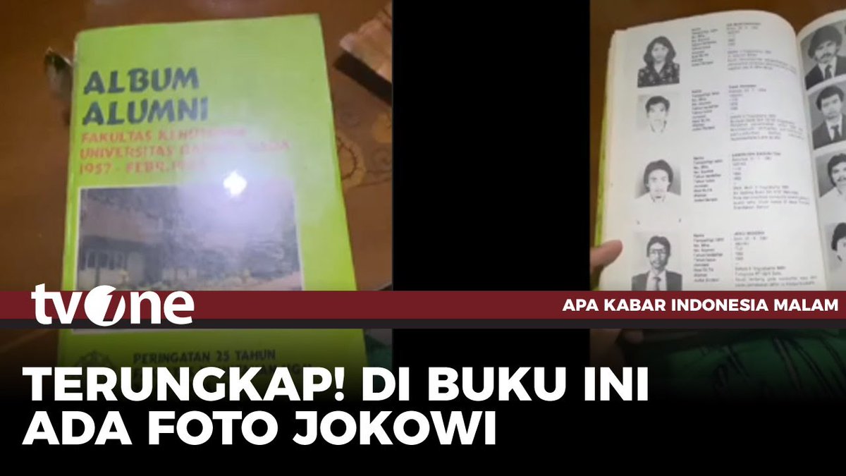 Redaksi tvOne mendapatkan buku tahunan alumni UGM dari salah satu sumber yang tidak berkenan dipublikasikan identitasnya. Pada buku tahunan tersebut, ada tertulis nama Joko Widodo serta fotonya. #HardNews_Sosial #FlashOne #CariBeritaditvOne #PolemikIjazahJokowi
