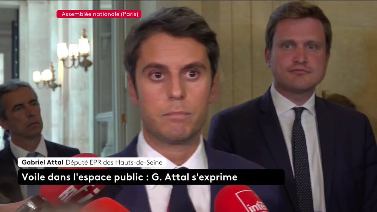 🇫🇷🚨 « Personne ne peut imaginer que c'est le choix libre et éclairé d'une fillette de 5 ou 6 ans que de se voiler. » — Gabriel Attal revient sur sa proposition de créer un “délit de contraire du port du voile” pour les parents et associations “responsables de cette contrainte”.