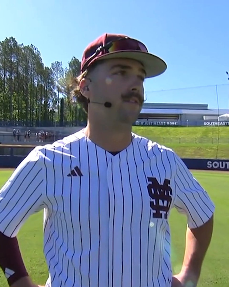 Can confirm Noah Sullivan's mustache is elite 🔥 Mississippi State Baseball