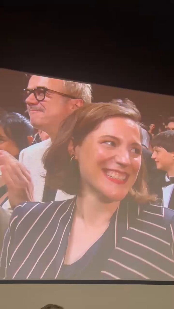 Carla Simón during the #Cannes standing ovation for her new film “Romería.”