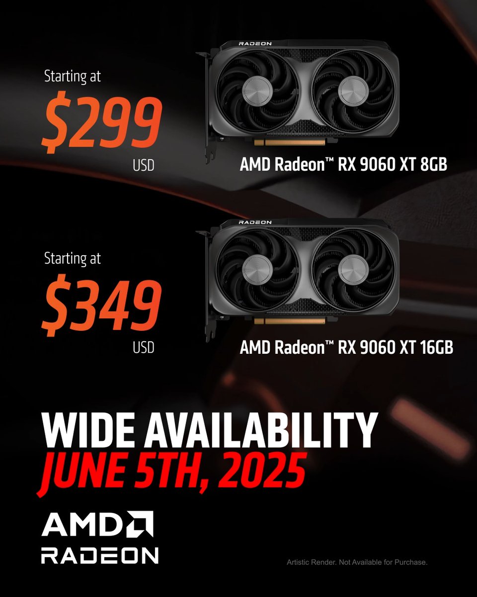 Make every play count. Experience the new Radeon RX 9060 XT, available June 5th 2025.