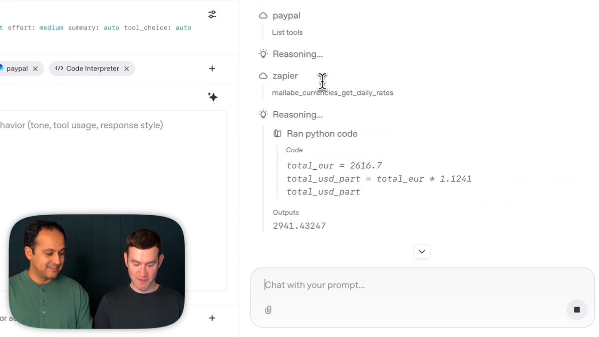 Here’s Nikunj Handa and Steven Heidel to show you how MCP, reasoning, and multiple Responses API tools can work together. Read more in our blog: