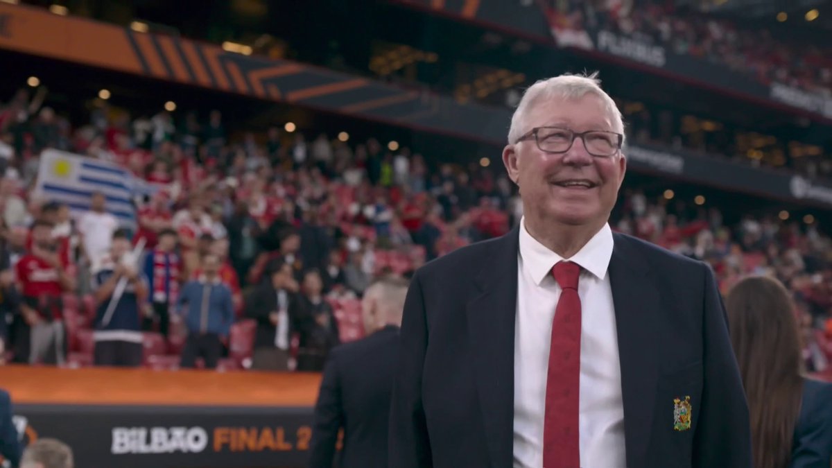 Sir Alex Ferguson pitchside before the Europa League Final
