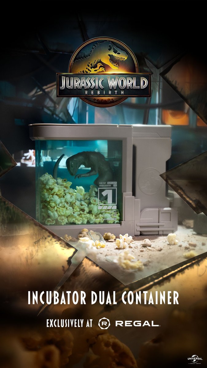Something is coming. Check out the exclusive Jurassic World Rebirth popcorn container coming to Regal on July 2.