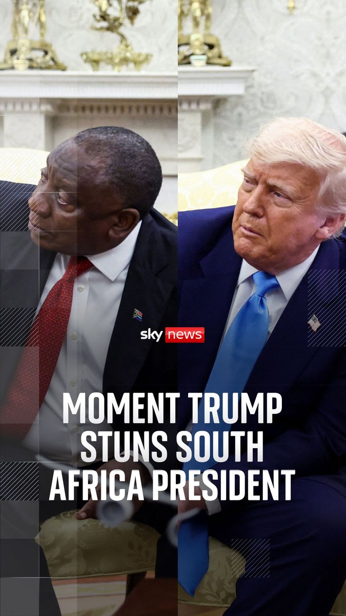 Donald Trump has ambushed Cyril Ramaphosa during a White House meeting by playing video which he claimed pertained to allegations of genocide in South Africa ⬇️ 🔗