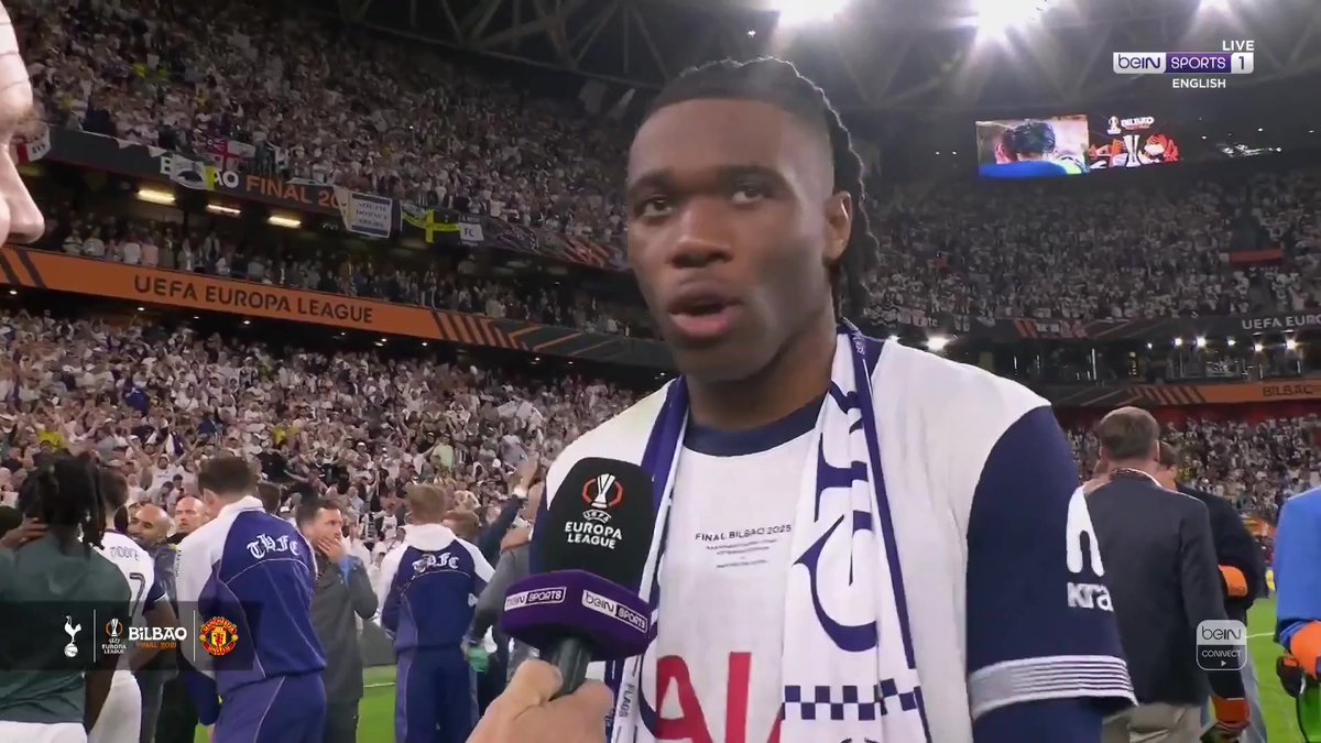 🗣️ "Sometimes you have to defend, you have to fight - that's what we did today to get the win." Destiny Udogie reacts to Tottenham's #UELfinal victory over United! 🎙️ Andy Kerr #Spurs