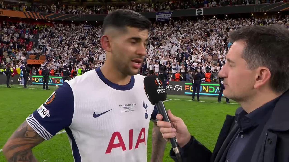 "SIEMPRE SE HABLÓ MAL DE ESTE EQUIPO, DEL TÉCNICO Y HOY CERRAMOS MUCHAS BOCAS." El Cuti Romero valoró la temporada de Tottenham con la consagración en la #UELxESPN. 📺 #SportsCenter | #DisneyPlus