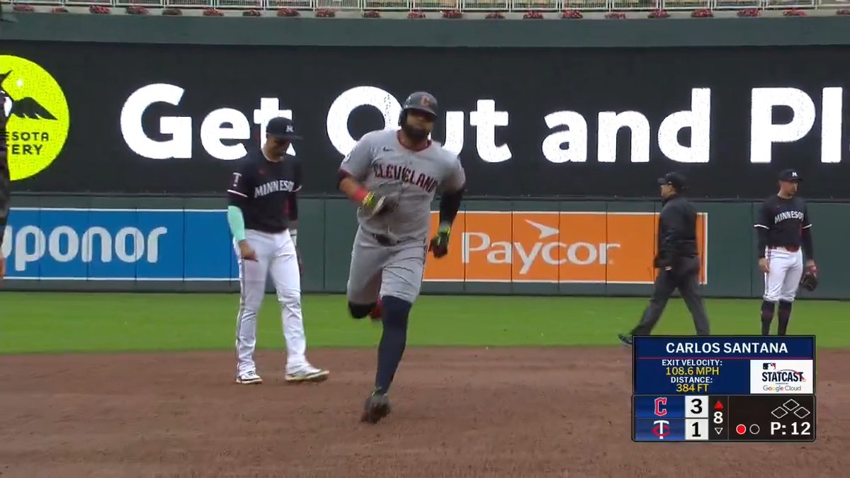 Carlos Santana gives the @CLEGuardians an insurance run with this blast 💥