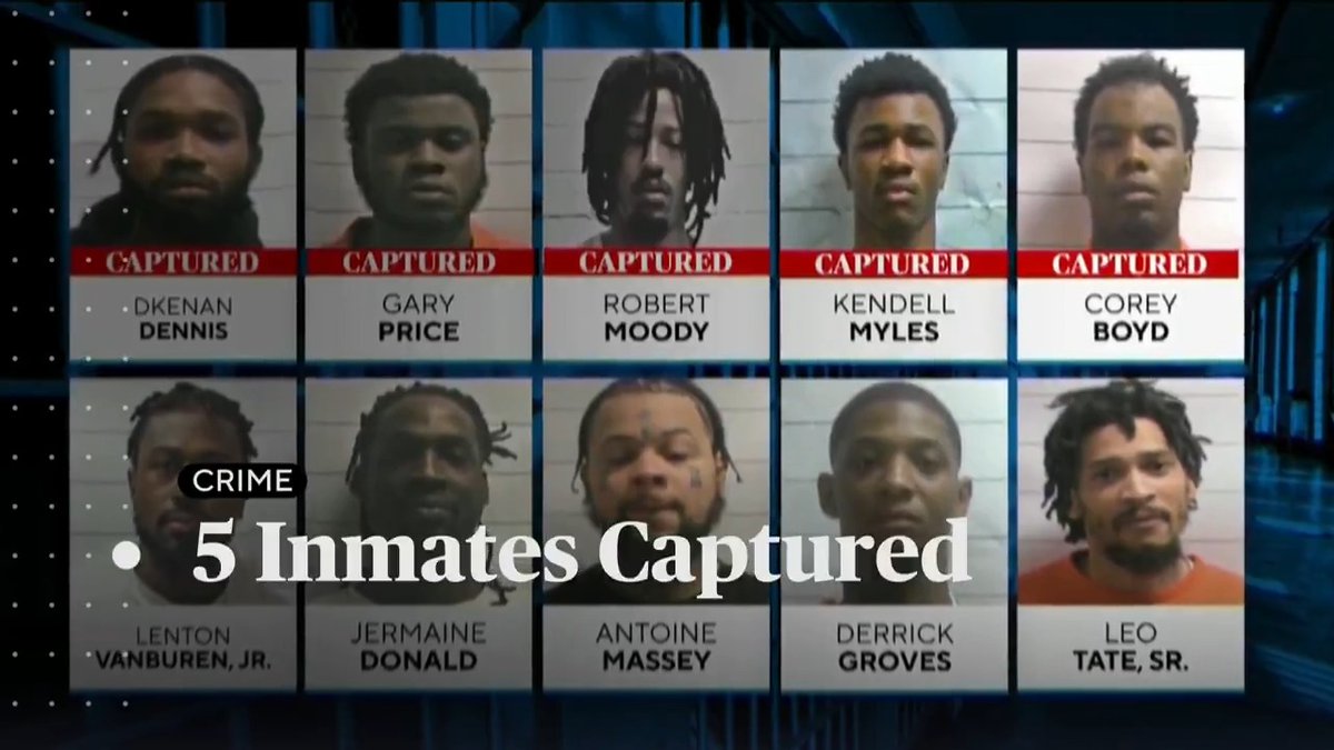 Five of the 10 inmates who escaped a jail in New Orleans on Friday remain on the run. Louisiana State Police say two people have been arrested and accused of helping some escape.