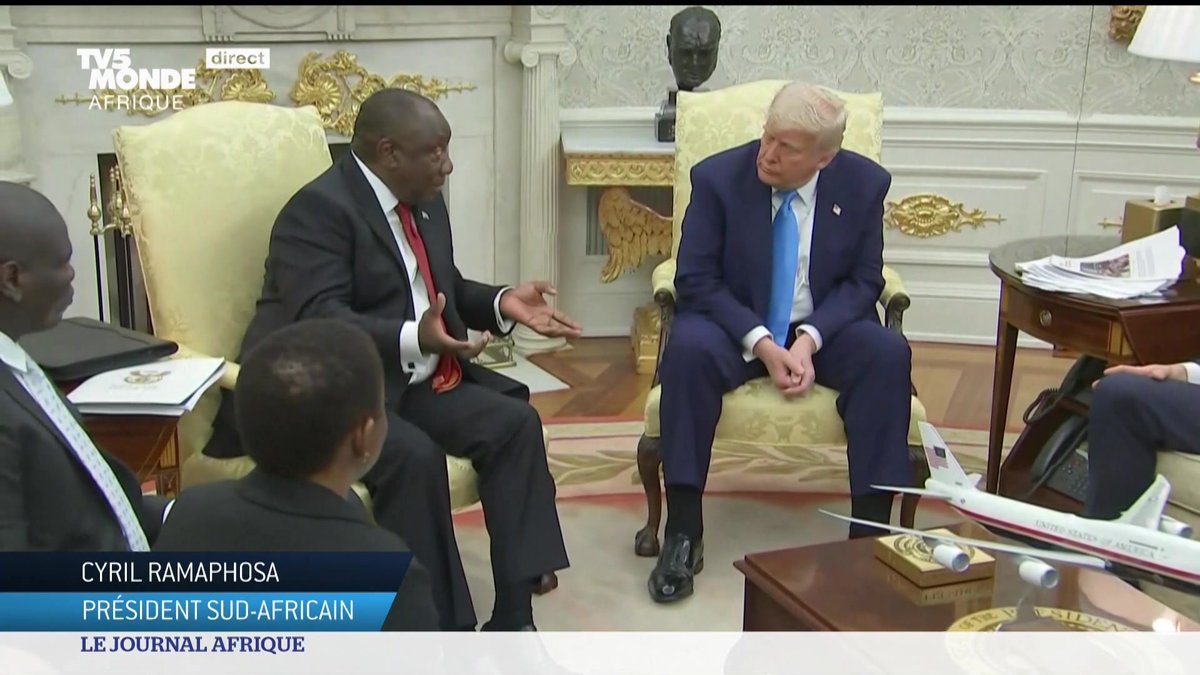 Le président sud-africain Cyril Ramaphosa a rejeté catégoriquement les accusations de Donald Trump lors de sa visite à la Maison blanche : sans preuves, le président américain affirme que les fermiers blancs sud-africains sont victimes de génocide en Afrique du Sud...