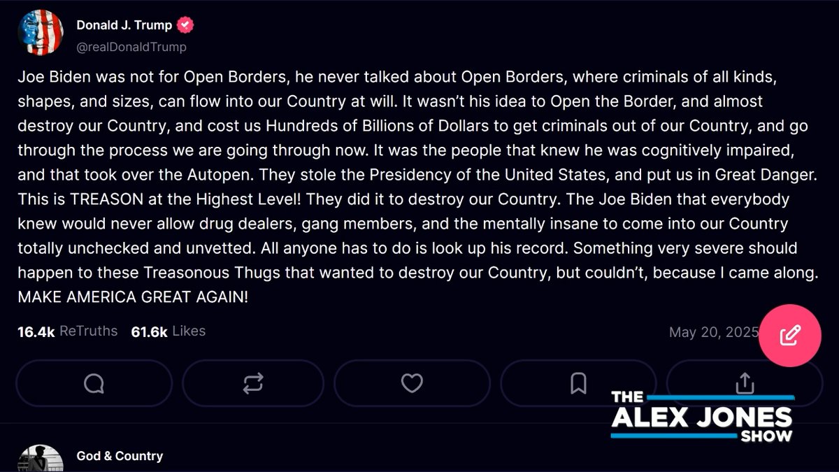 “Joe Biden Was Not For Open Borders… It Was The People That Took Over The Autopen” Trump Drops BOMBSHELL Statement Calling Out Traitors At “Highest Level”