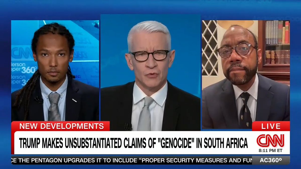 "It sends a message that the President is continuing to rewrite history": The New York Times' John Eligon and Cornell William Brooks, professor at the Harvard Kennedy School, weigh in on Pres. Trump's false claims that a "genocide" is happening to white farmers in South Africa.