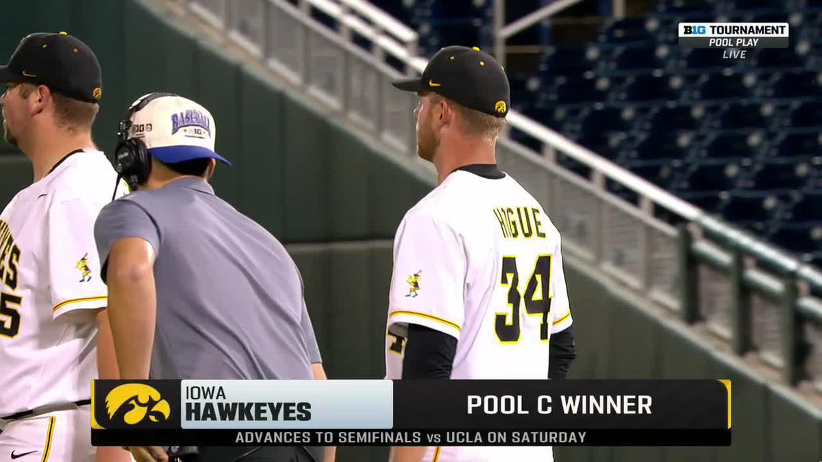 The Hawkeyes hang on and take Pool C 🙌 A 4-3 win over Rutgers sends Iowa Baseball to the #B1GBaseball tournament semifinals.
