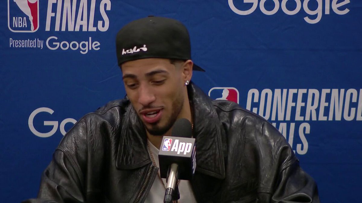 "It felt right at the time ... If I would've known it was a [two-pointer] I would not have done it ... If I do it again people might say I'm aura farming." Tyrese Haliburton on using Reggie Miller's choke celly 😂