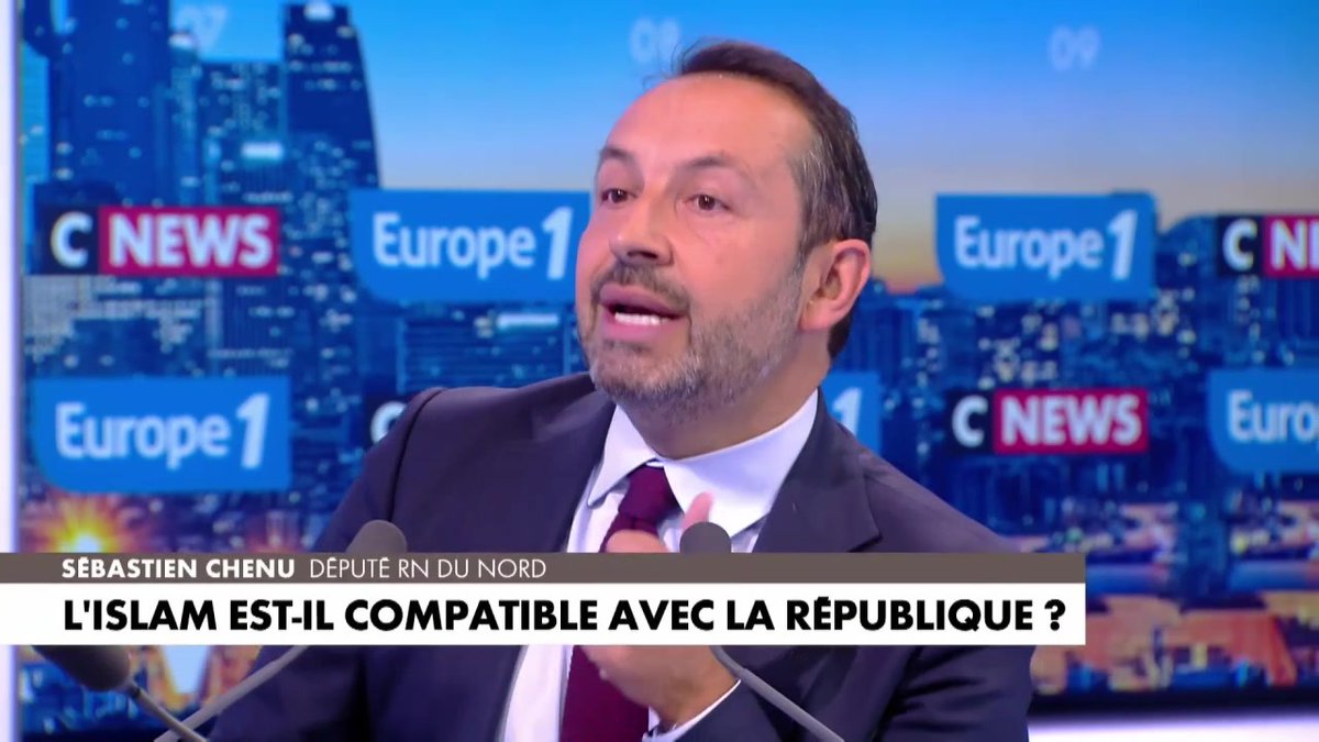 "Oui, l'islam est compatible avec la République. En revanche, l'islamisme doit être combattu", affirme Sébastien Chenu, vice-président du RN et député du Nord, dans #LaGrandeITW sur #Europe1