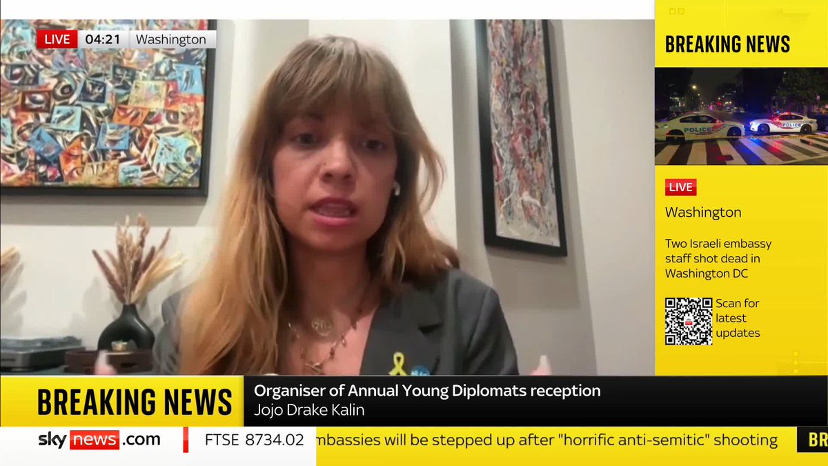 'I actually offered and gave him water - I was actually looking evil in the eye' Jojo Drake Kalin, organiser of the Annual Young Diplomats reception, recalls her encounter with the man who shot and killed two Israeli embassy staff in Washington, DC.