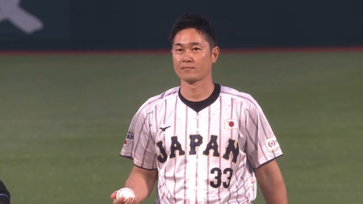 「侍ジャパンDAYナイター」 今日の始球式は #銀次アンバサダー⚾ 侍ジャパンのユニホームを着てマウンドへ✨ さすがのナイスピッチングでした🙌 #RakutenEagles #キ!