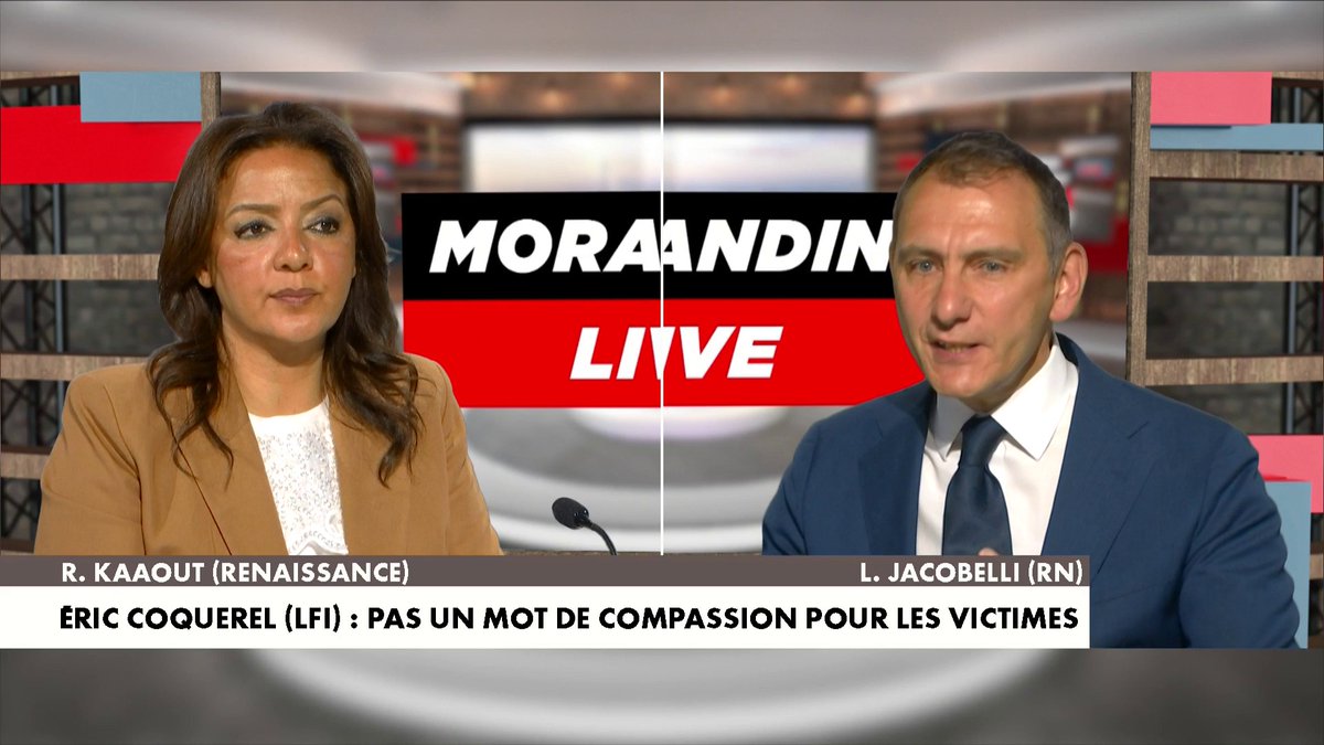 Laurent Jacobelli, porte-parole du RN, revient sur les propos d'Eric Coquerel : «Ces gens-là sont dangereux», dans #MorandiniLive