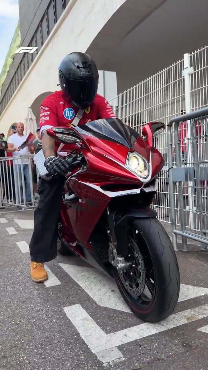 Lewis arriving in style 🏍️ #F1 #MonacoGP