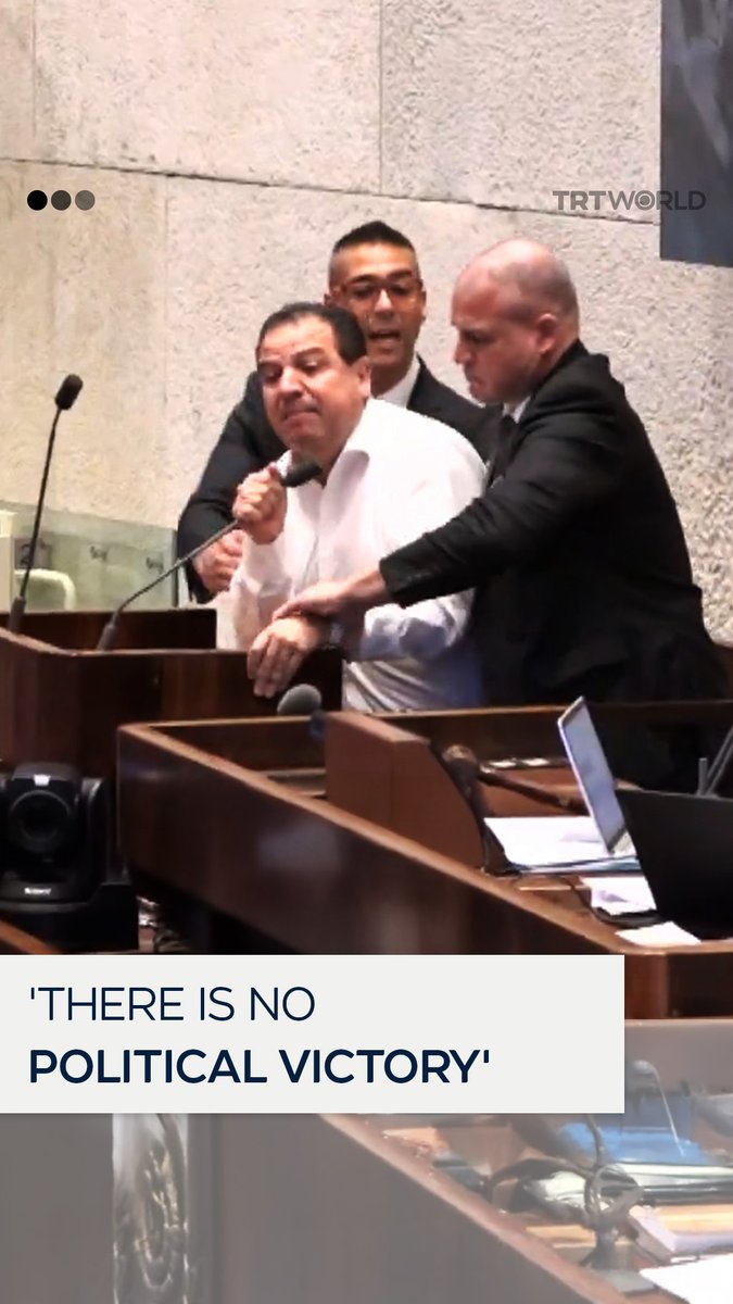 “You feel that there is no political victory ... only a war on innocent people.” Palestinian-Israeli Knesset member Ayman Odeh was forcibly removed from the Israeli parliament's podium after delivering a speech condemning Tel Aviv’s ongoing genocidal war on Palestine's Gaza