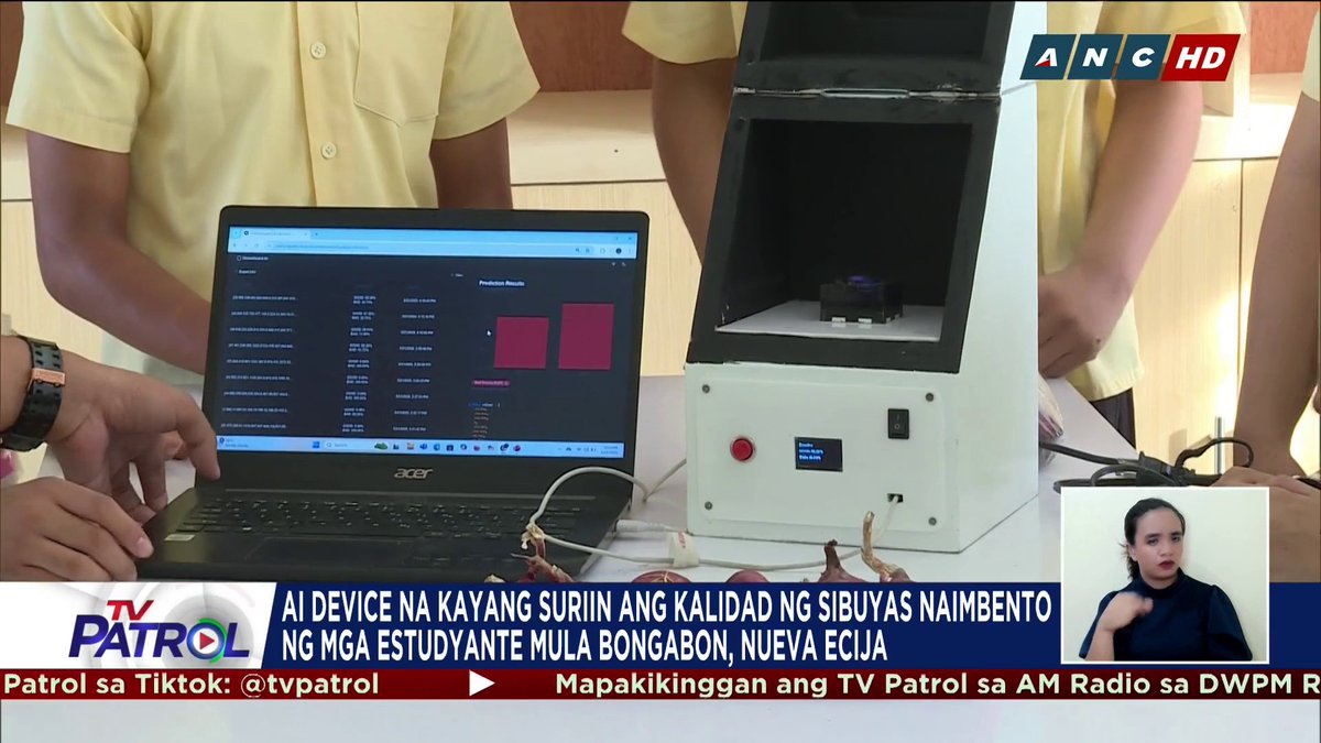 Naimbento ng mga estudyante mula sa Bongabong, Nueva Ecija ang isang artificial intelligence device na kayang suriin ang kalidad ng sibuyas. Malaking tulong umano ito sa mga magsasaka para maiwasan na mabulok ang mga inaani nilang sibuyas.