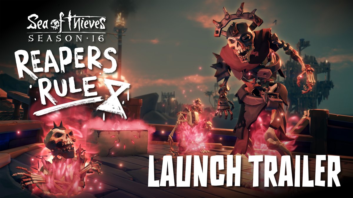 Sea of Thieves Season 16: Reapers Rule has begun! 💥 Portable Cannon of Rage 🔥 Reaper's Bones Voyages ☠️ Emergent Skeleton Helpers 🎭 New Reaper's Bones Cosmetics 💯 100 Levels of Seasonal Rewards 🪙 Emporium Refresh 🦴 And more to come: