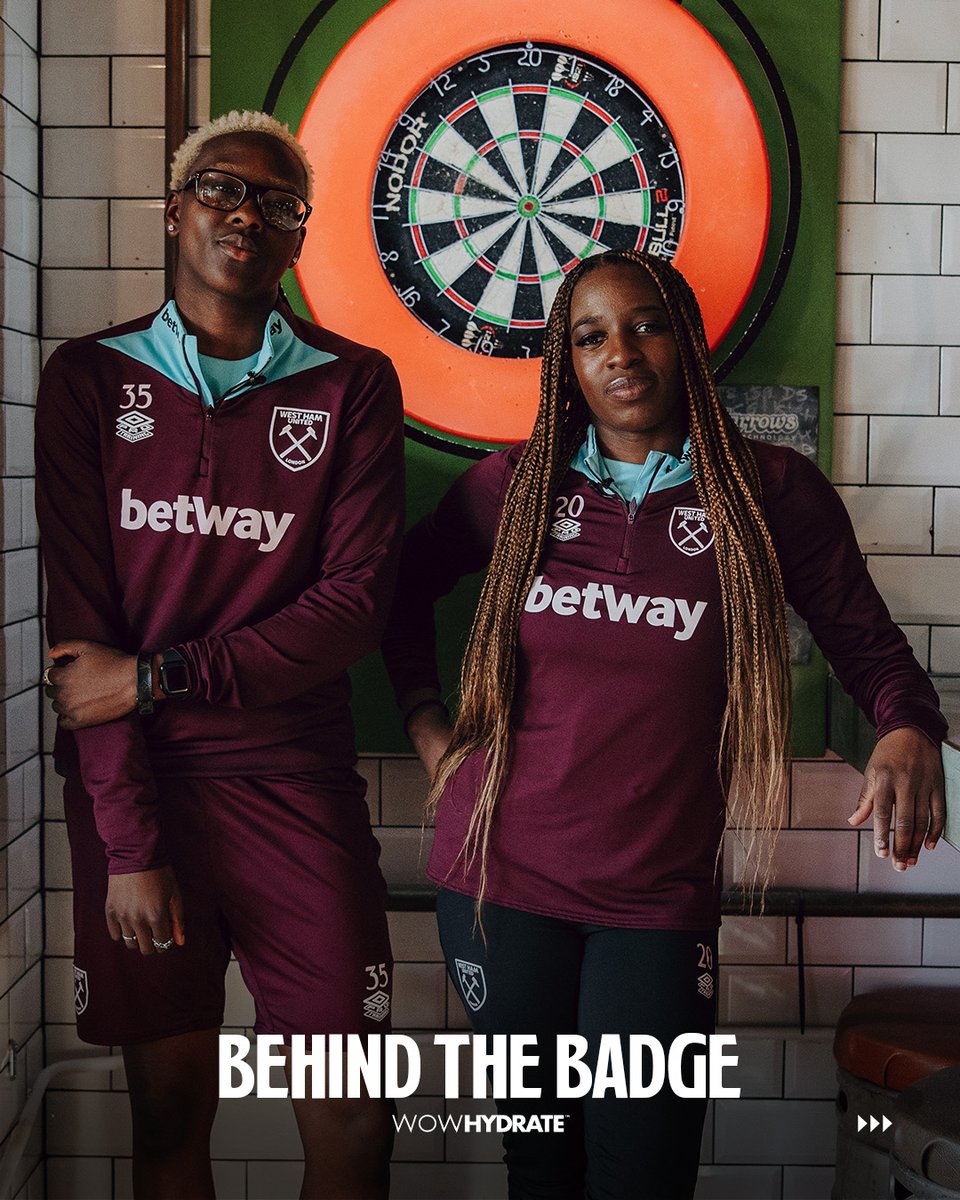 From the pool table to the pitch 🎯 Viviane Asseyi &amp; Princess Ademiluyi lift the lid on their friendship, and how Vivi’s support has helped our No35 blossom in east London ⚒️ Watch the latest Behind the Badge, powered by WOW HYDRATE 💧⤵️