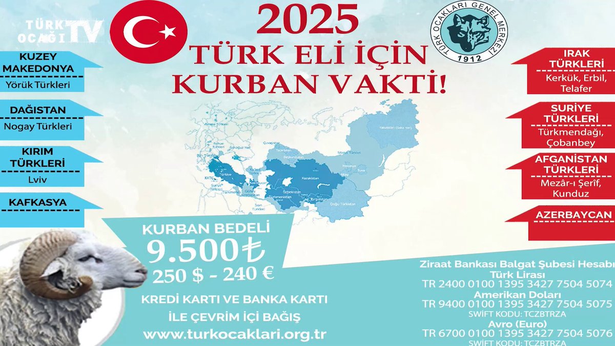 TÜRK ELİ İÇİN KURBAN VAKTİ! Türk Ellerindeki soydaşlarımız için kurban bağışlarınızı bekliyoruz. 🔗