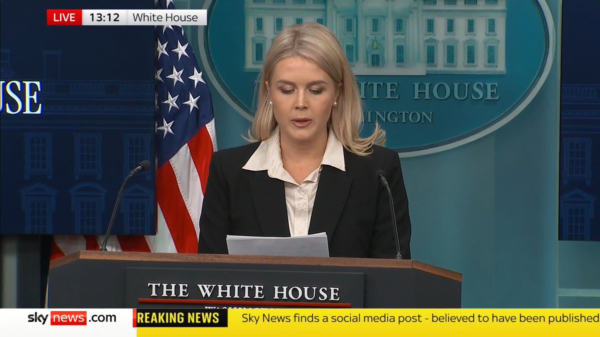 "Hatred has no place in the United States of America under President Donald Trump." White House Press Secretary Karoline Leavitt speaks about the shooting in Washington DC. 📺 Sky 501 and YouTube