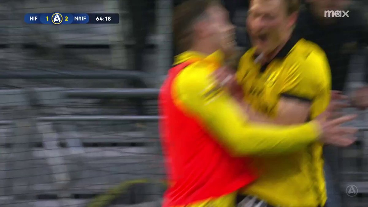 2-1 Mjällby! Alexander Johansson ger gästerna ledningen på nytt mot Hammarby! 🟡⚫ 📲 Se matchen på Max