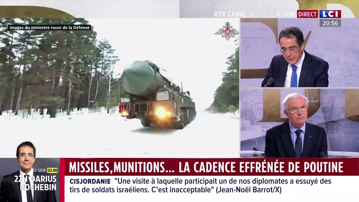 🗣️ La Russie prépare un test du missile RS-24 Yars avec des ogives multiples et une portée intercontinentale : "si c'est un tir réel" sur l'Europe, "on sera pris au dépourvu" pour l'amiral Jean-Louis Vichot ▶️ Darius Rochebin