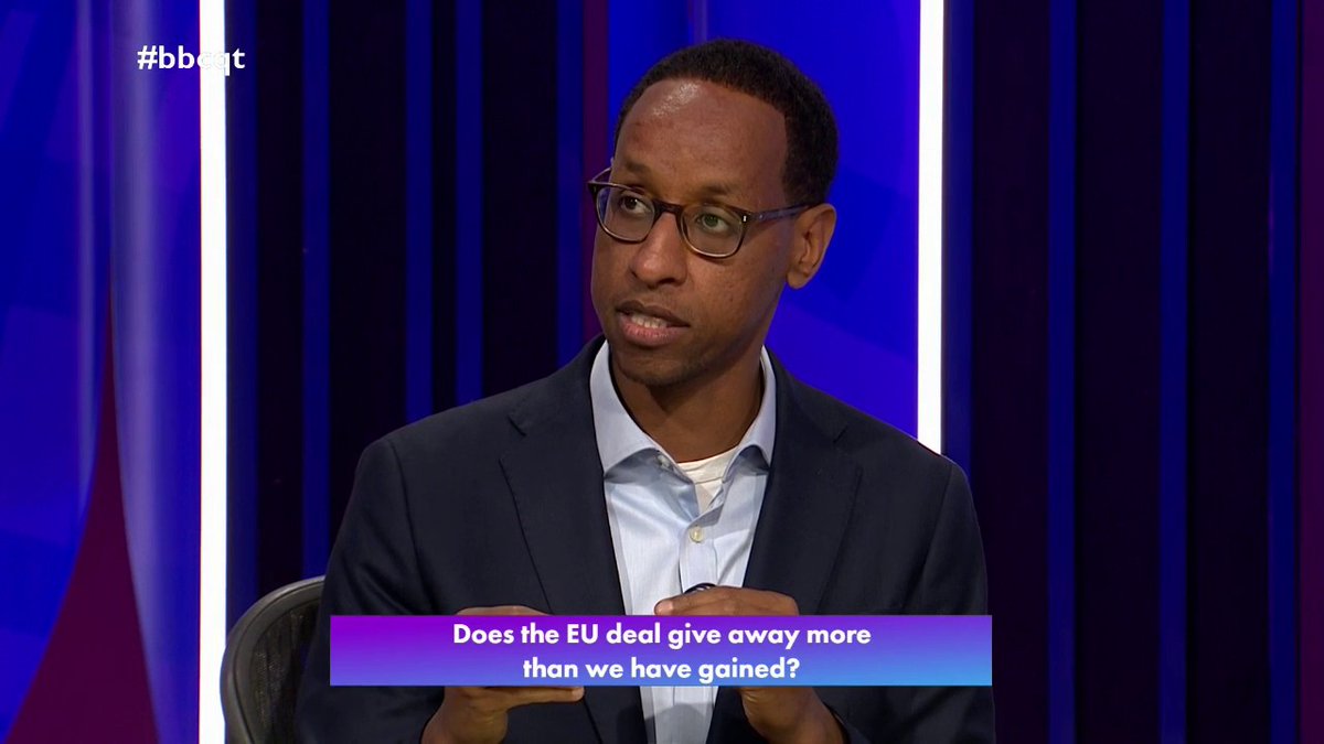 “We went from a world where we had completely frictionless trade with our nearest neighbour… to where we find ourselves now” Barrister and author Hashi Mohamed says the new UK-EU deal isn’t “revolutionary”, but is the “first stage of the damage limitation” post-Brexit #bbcqt