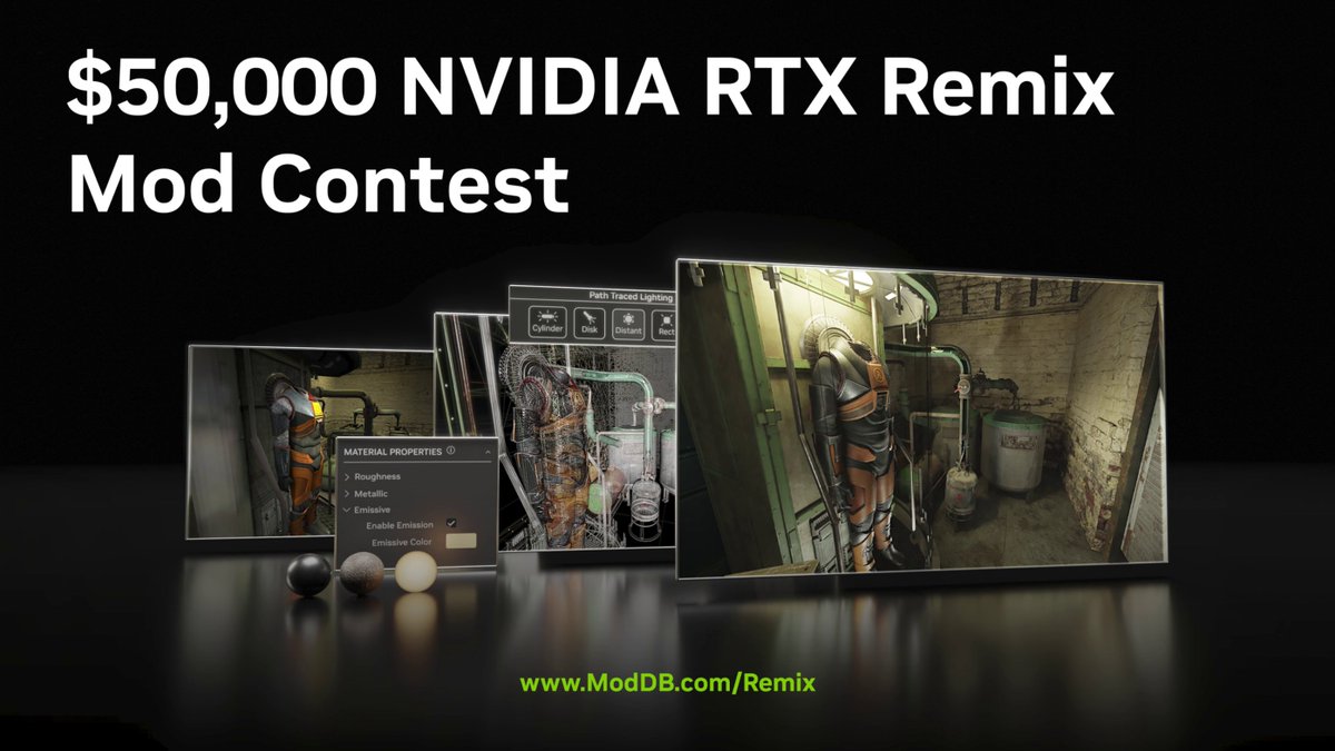 Calling all modders 📢 Enter The NVIDIA #RTXRemix Mod Contest For A Chance To Win $50,000 Cash Prizes 💰 Learn more →