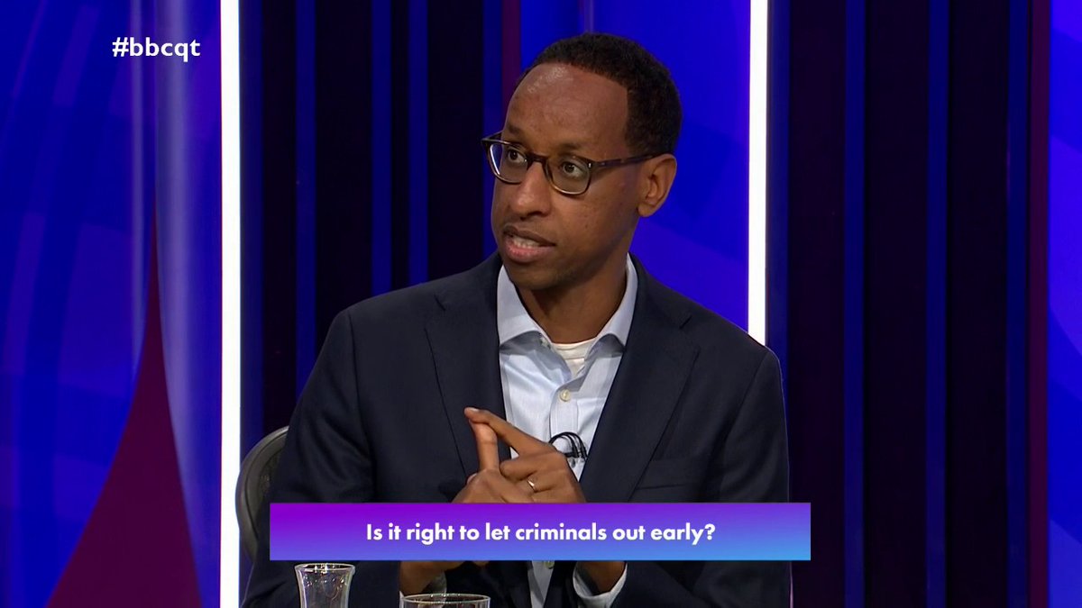 “We have a broken criminal justice system that doesn’t work from the moment you are arrested” Barrister Hashi Mohamed says the justice system has been “cut to the bone” by previous governments, but says the solution is fixing the system not early prisoner release #bbcqt