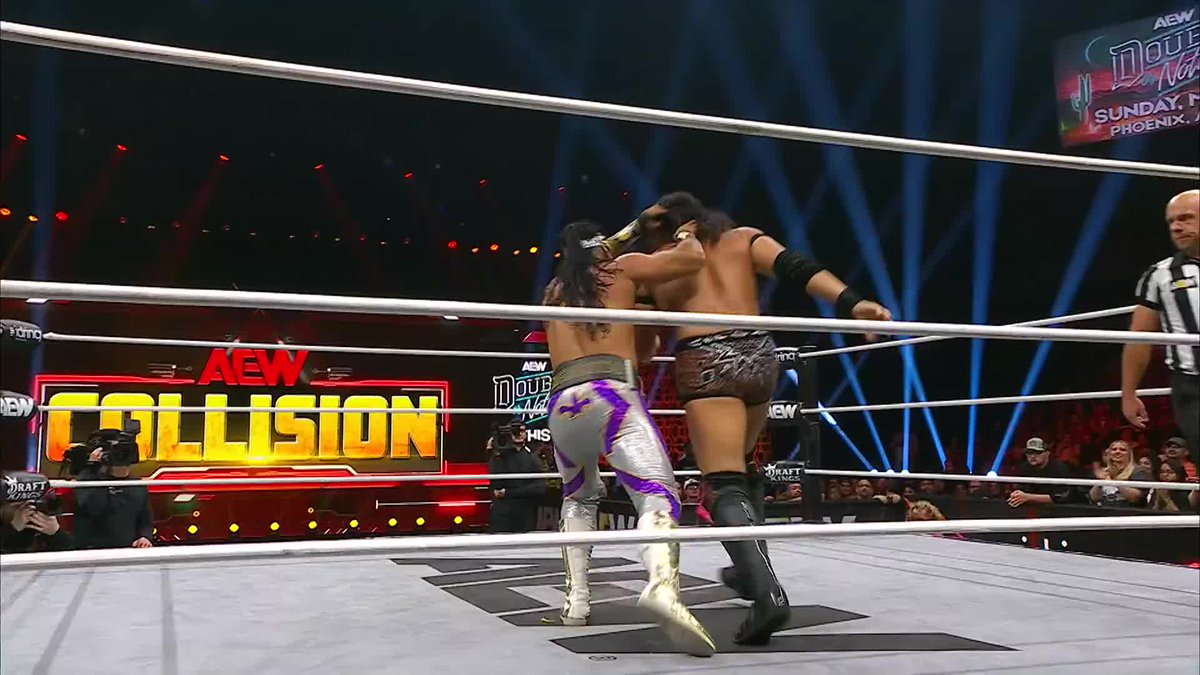 Does @BandidoWrestler have the strength to outpower @takesoup?! Watch #AEWCollision on TBS &amp; MAX