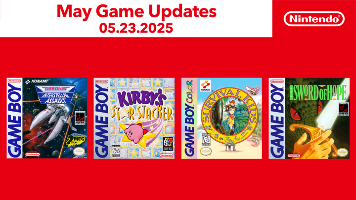 Four classic #GameBoy titles are now live for #NintendoSwitchOnline members! ☑️ SURVIVAL KIDS ☑️ GRADIUS THE INTERSTELLAR ASSAULT ☑️ Kirby's Star Stacker™ ☑️ The Sword of Hope
