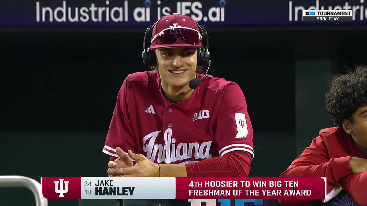 "My phone was in my back pocket and started buzzing a little more than normal." Indiana Baseball’s Jake Hanley shares how he found out he was named the 2025 Big Ten Conference Freshman of the Year 👇 #B1GBaseball on Big Ten Network 📺