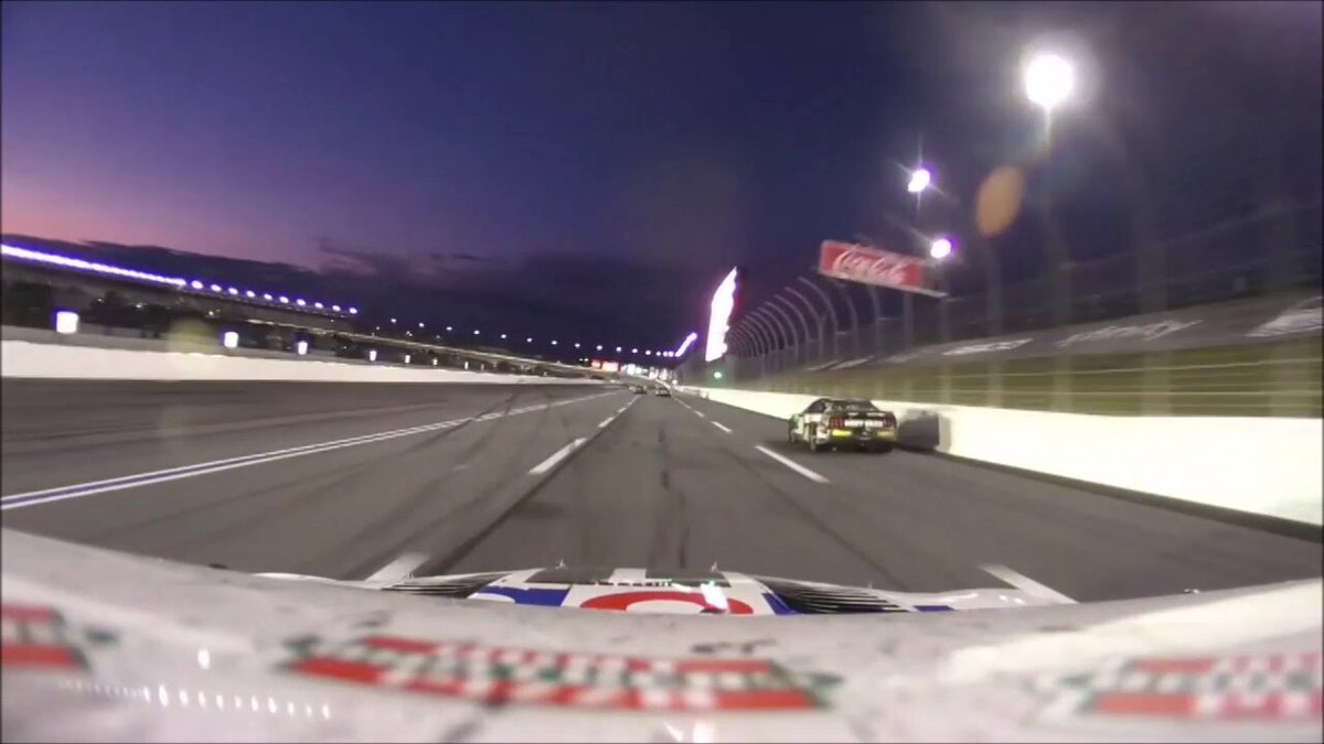 Zane Smith driving into the outside wall during the cool down lap after finishing 10th in the 2023 Coca-Cola 600.