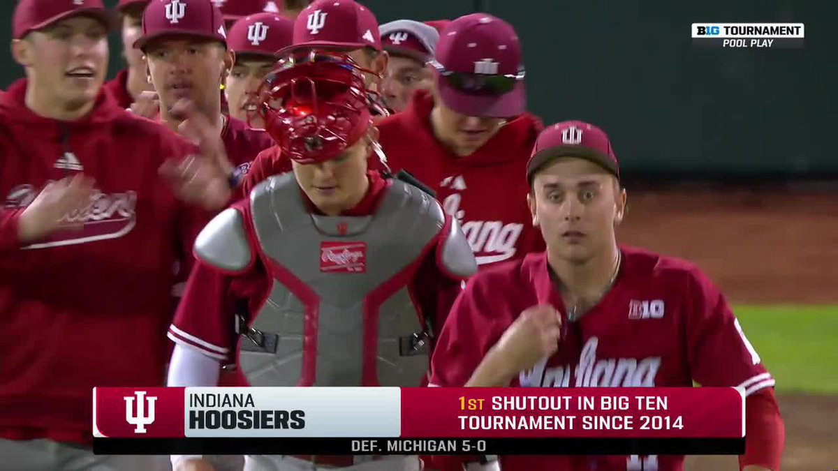 The Hoosiers cap off their season with a 5-0 shutout over Iowa 🙌 This is Indiana Baseball's first shutout in the #B1GBaseball tournament since 2014.
