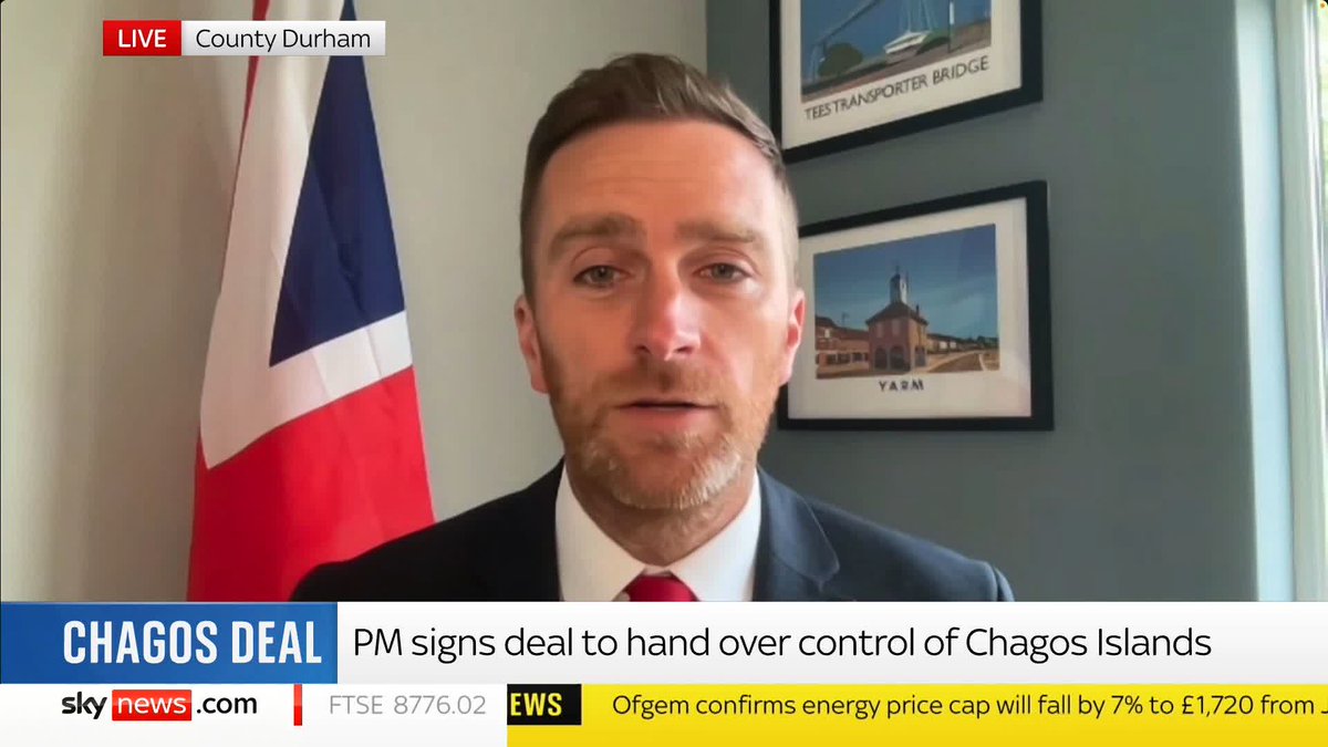 “The British Indian Ocean Territories should remain just that, British!” Shadow Home Office Minister Matt Vickers slams the Chagos Islands deal as “a ridiculous outcome for the UK” after the prime minister agrees to hand over control. 📺 Sky 501 and YT