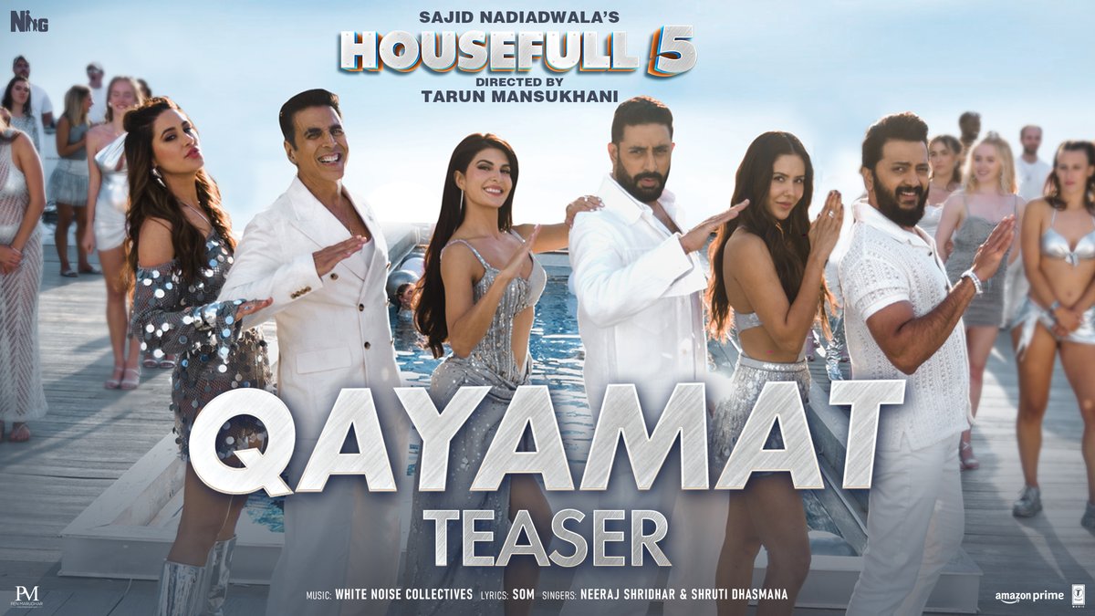 The ultimate pool party is sailing towards you! 🌊 This cruise isn’t calm, it’s Qayamat! 🩵 #Qayamat Song Out Tomorrow! #Housefull5 releases in cinemas near you on 6th June 2025!