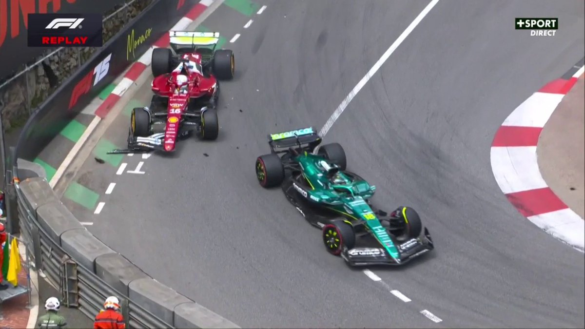 🔴 DRAPEAU ROUGE À MONACO POUR CHARLES LECLERC ! 🇲🇨 Le Monégasque percute Lance Stroll qui roulait au ralenti et en perd son aileron avant. #MonacoGP #F1