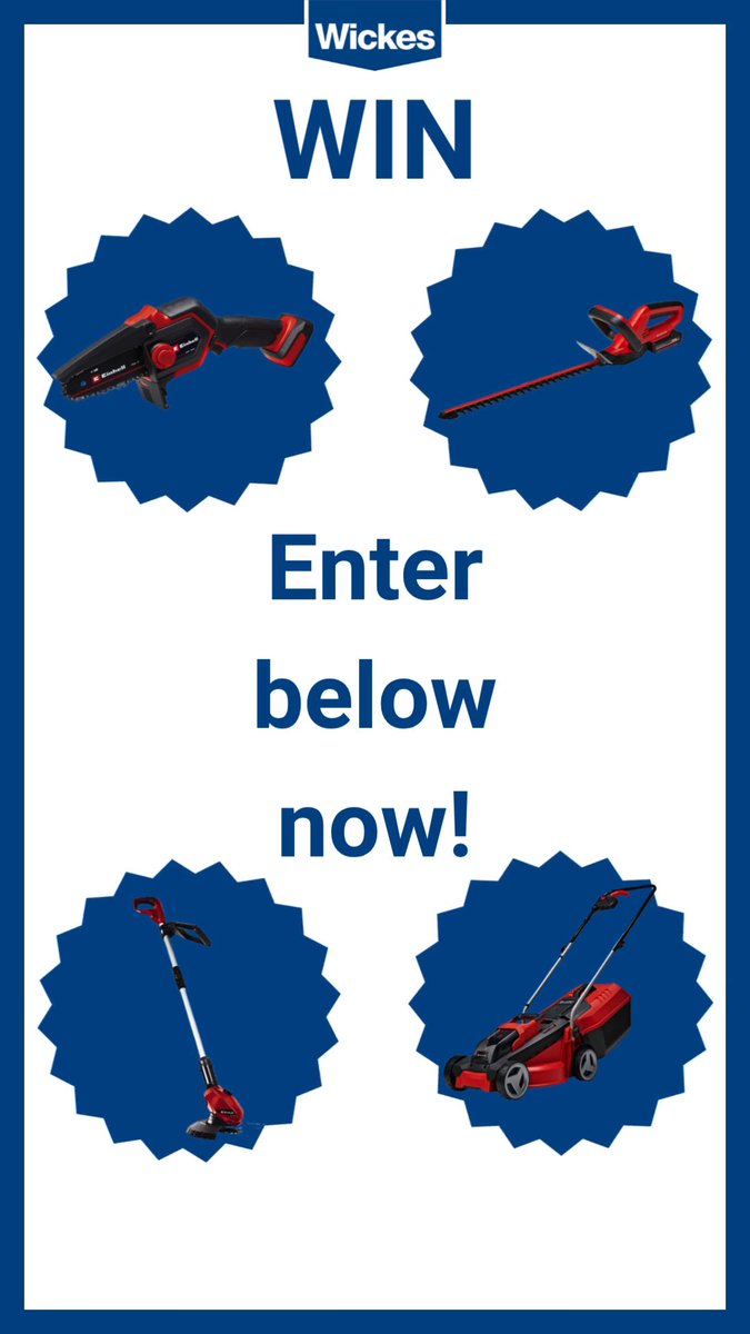 Get your garden looking picture perfect with this bundle from Einhell, including a Power X-Change 18V Cordless Lawn Mower, Power X-Change 18V Cordless Lawn Trimmer, Power X-Change 18V Cordless Hedge Trimmer and a Power X-Change 18V Cordless Pruning Chainsaw. To enter: