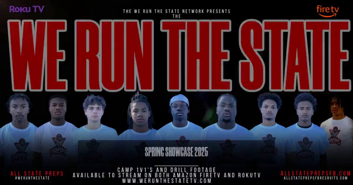 You can now watch camp footage from the All State Preps WE RUN THE STATE spring showcase on the WE RUN THE STATE streaming app : available on both RokuTV and Amazon FireTV - camp 1v1's and some position drills. Jontai Quick (717-332-3456) Howard holton jr Dillon Faust Cedric Kouemi @Preps_247 “Saalem Frink”🐺 Nicholas Avalos Quinlin Shearer 6’4 QB 26 Amillio Bassett @JalilCoates Isaiah Davis Turon Davis jr Musa Bradford Brady Ryan Tymir Morris @d1_kxng Roman Russek Nahmir Thomas Danny Dowell Ethan Stanford 6’2 215 2027 LB/ATH Barry Ituka 🪖 Noel Campbell JR