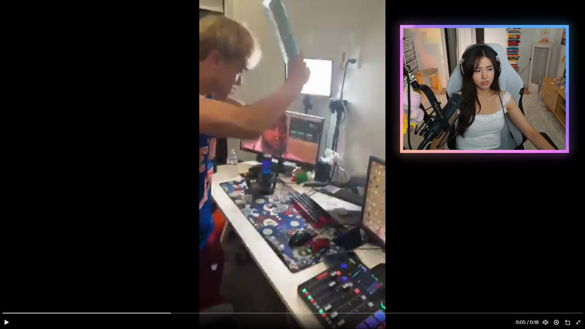 Pokimane reacted to Jasontheween losing $20k betting on the Knicks and breaking his entire stream setup 😭