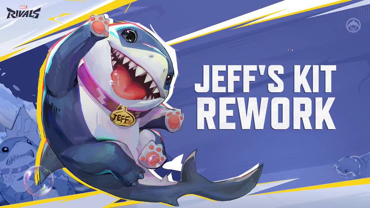 Jeff Abilities Tweak: Joyful Splash's water flow speed increased for better control. It now pierces allies and enemies, healing teammates and damaging foes. Jeff charges his ult faster, enhancing combos like Sharknado with Storm or solo initiations. #MarvelRivals